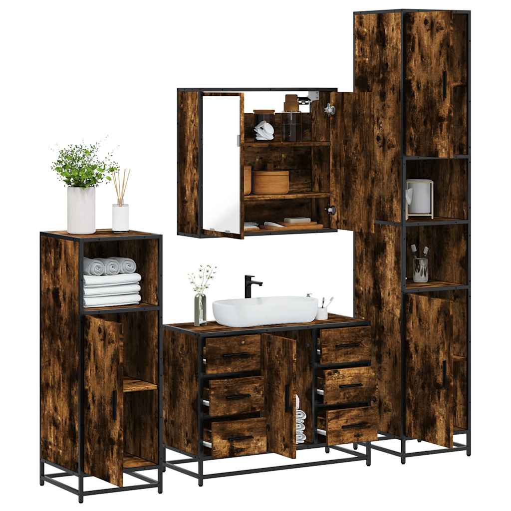 4 Piece Bathroom Furniture Set Engineered Wood