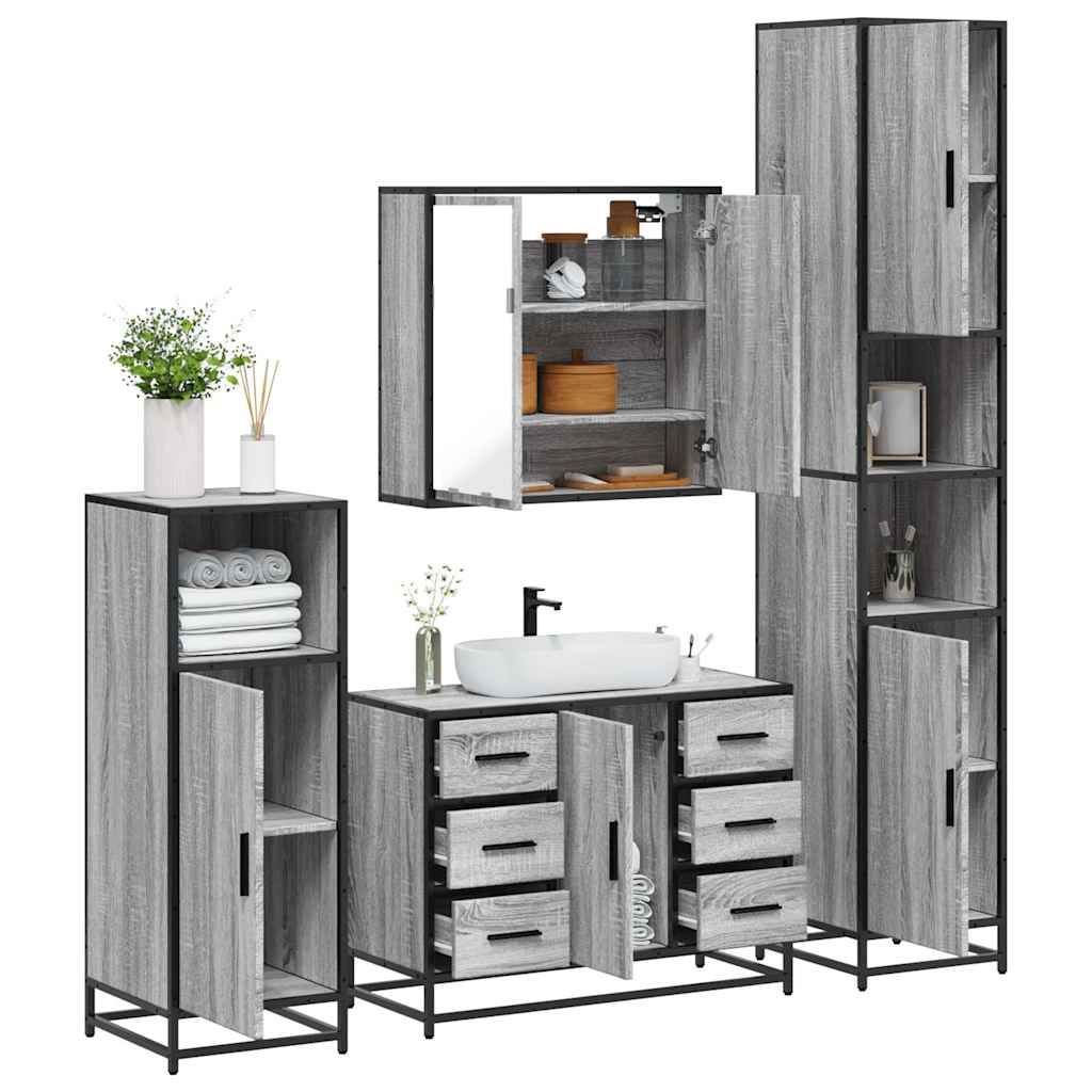 4 Piece Bathroom Furniture Set Engineered Wood