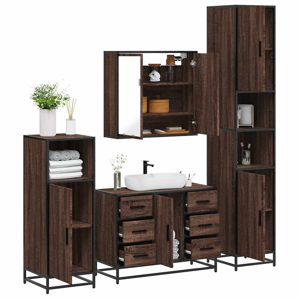 4 Piece Bathroom Furniture Set Engineered Wood