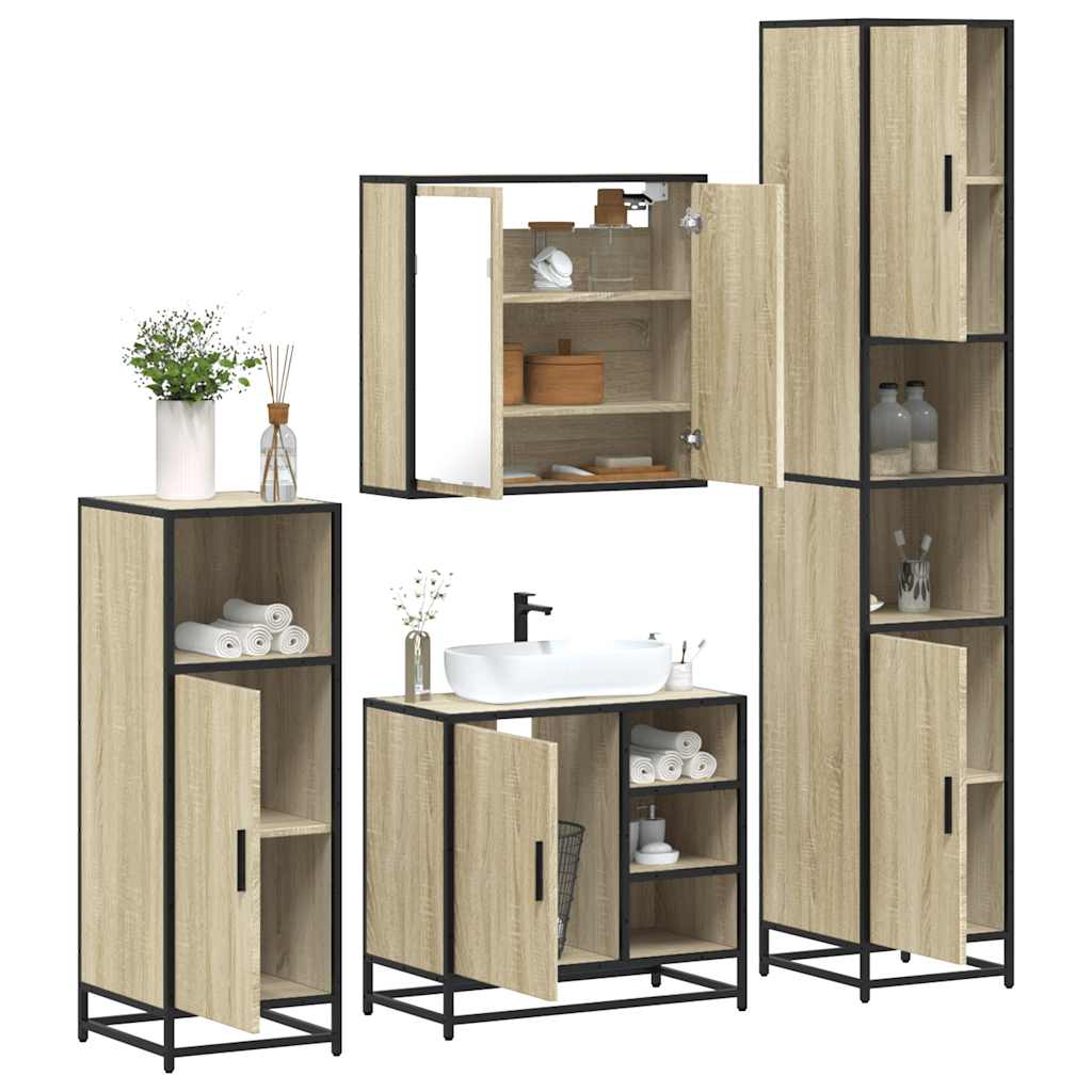 4 Piece Bathroom Furniture Set  Engineered Wood