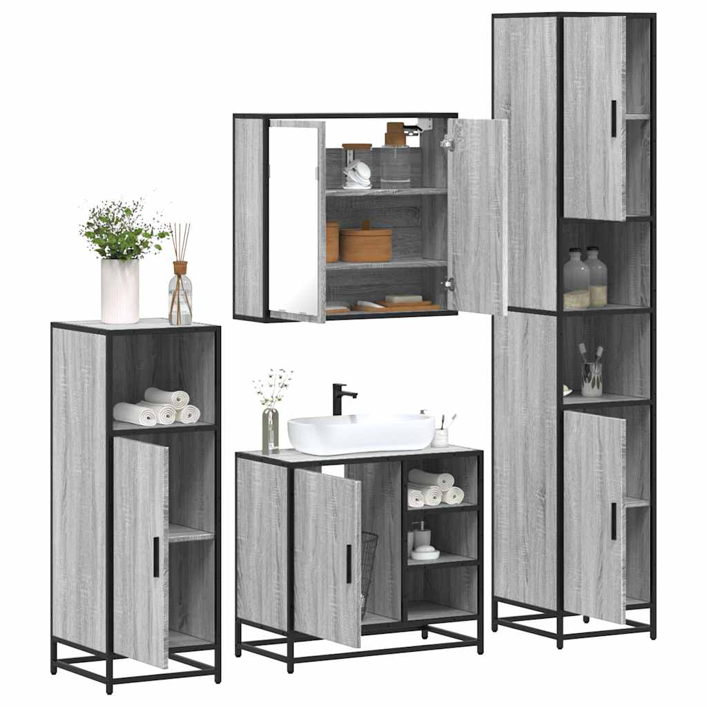 4 Piece Bathroom Furniture Set  Engineered Wood