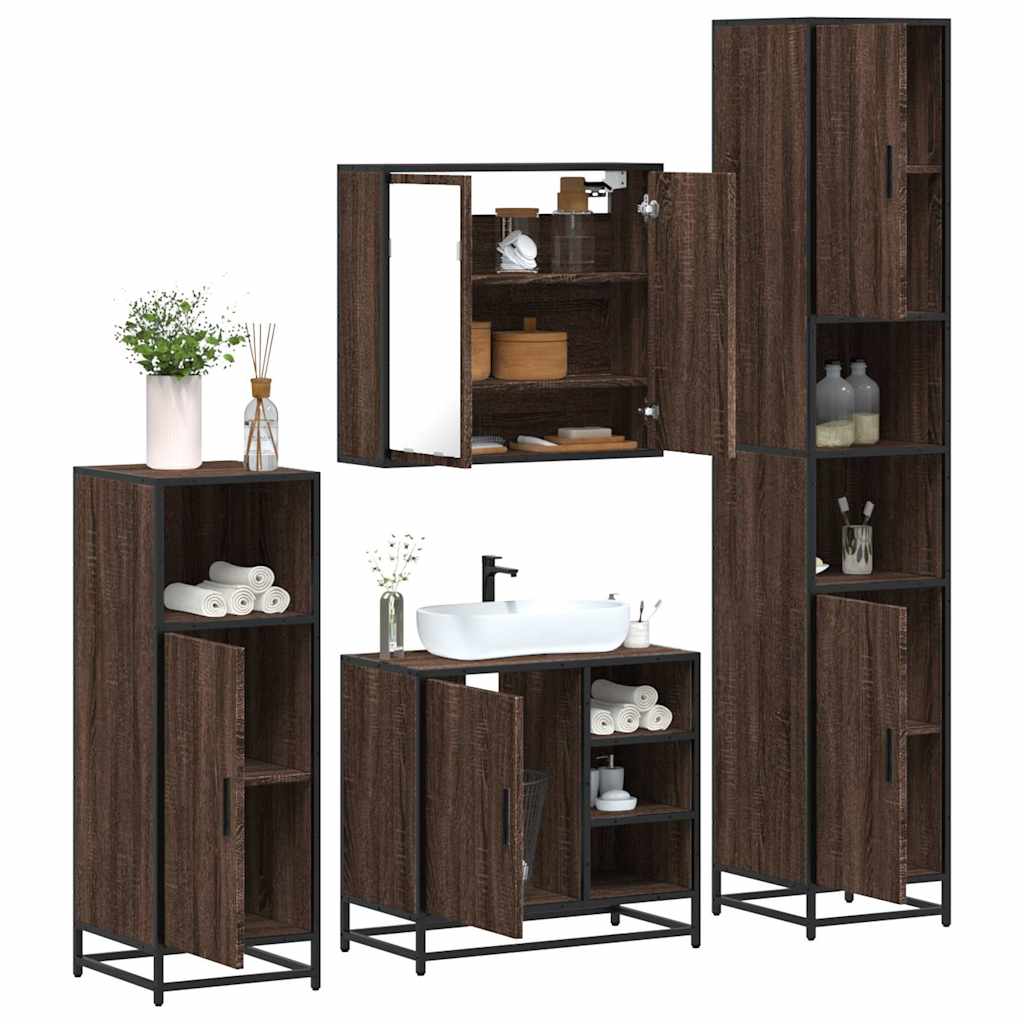 4 Piece Bathroom Furniture Set  Engineered Wood