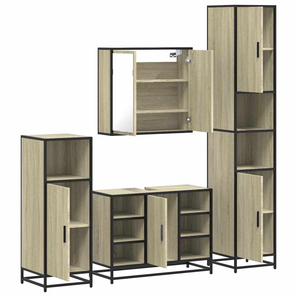 4 Piece Bathroom Furniture Set  Engineered Wood