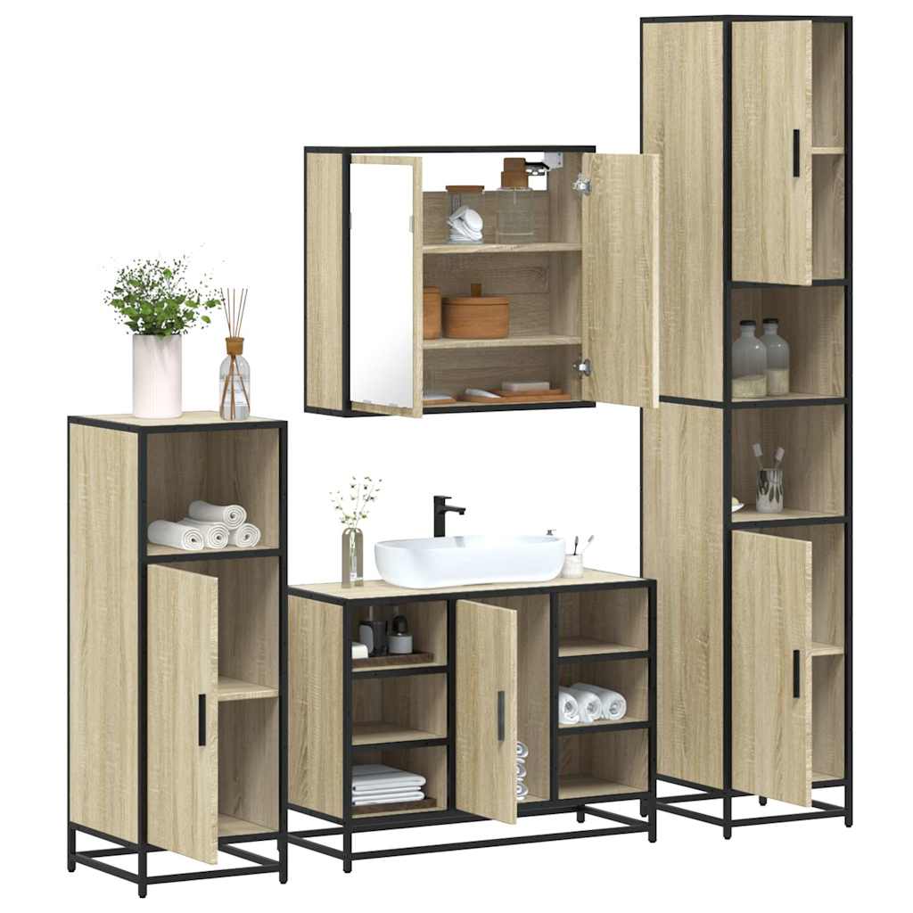 4 Piece Bathroom Furniture Set  Engineered Wood