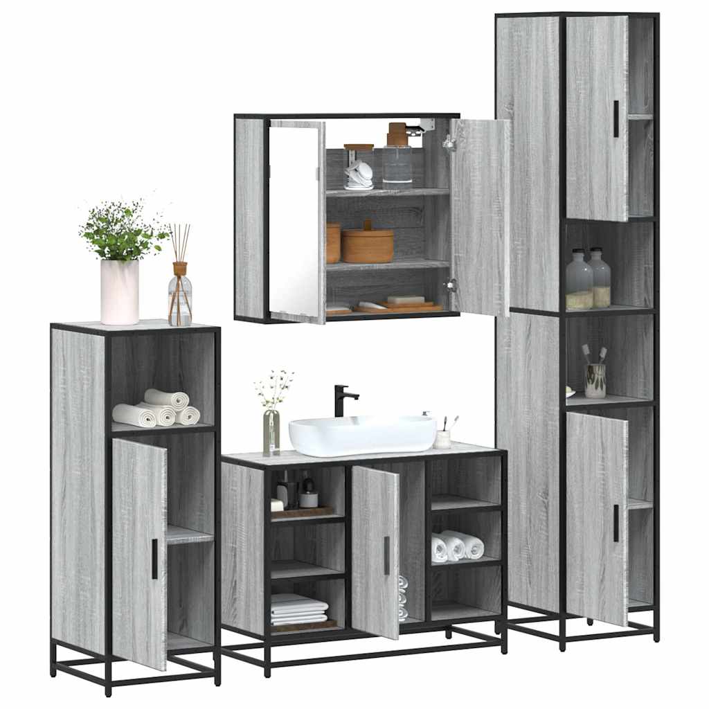 4 Piece Bathroom Furniture Set  Engineered Wood