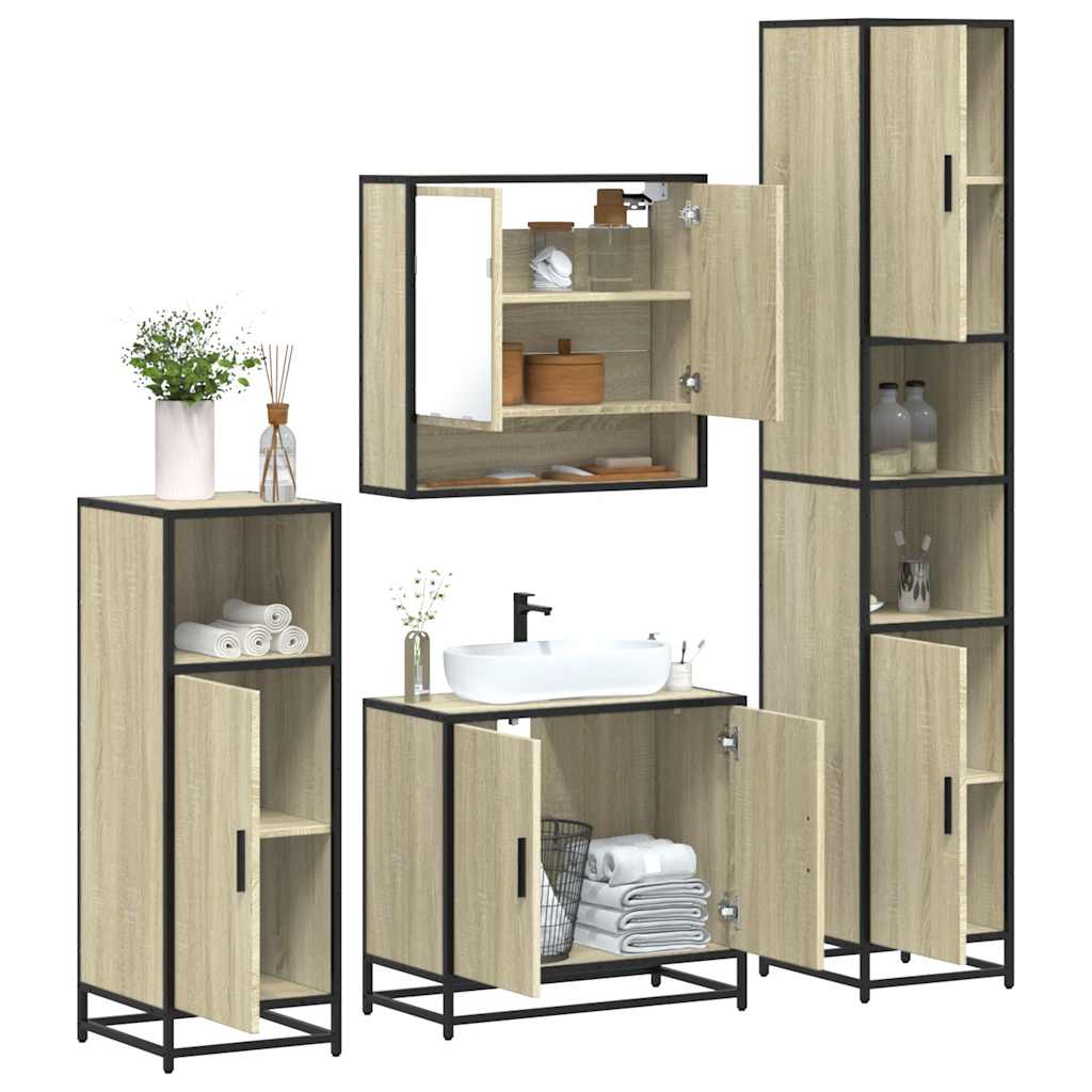 4 Piece Bathroom Furniture Set Engineered Wood