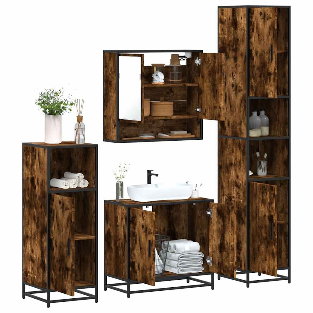 4 Piece Bathroom Furniture Set Engineered Wood