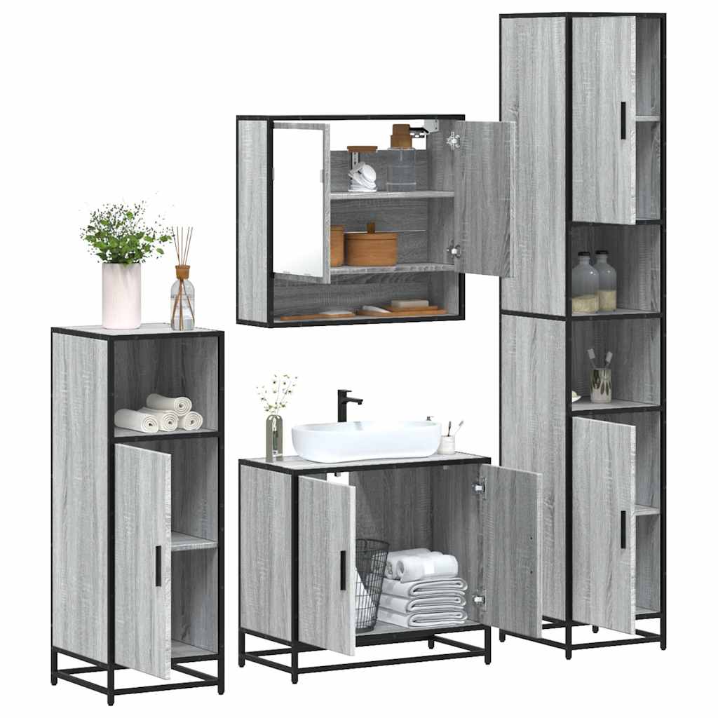 4 Piece Bathroom Furniture Set Engineered Wood