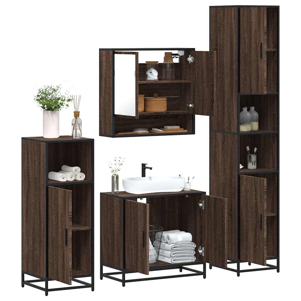 4 Piece Bathroom Furniture Set Engineered Wood