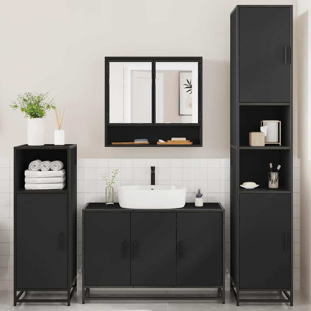 4 Piece Bathroom Furniture Set Engineered Wood