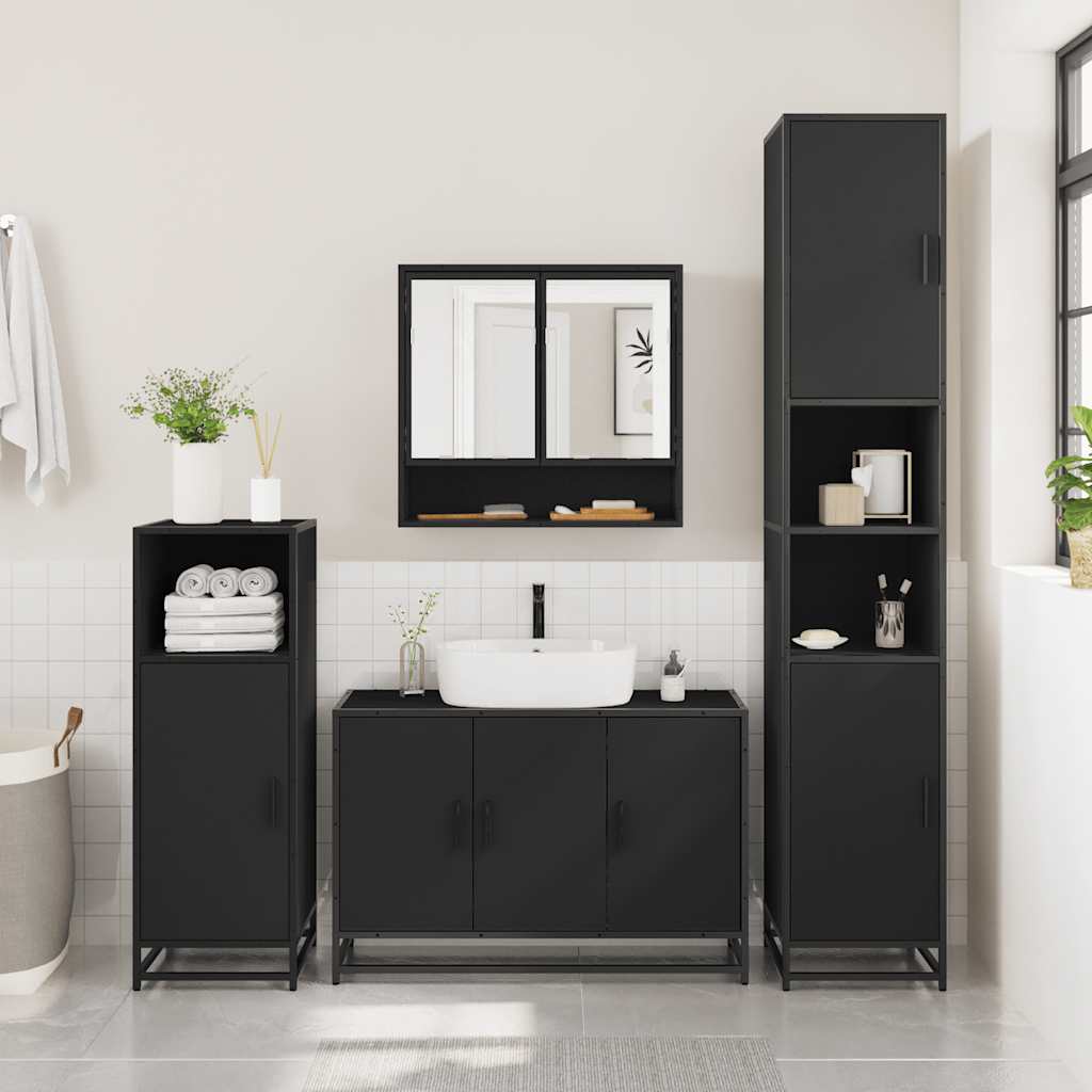 4 Piece Bathroom Furniture Set Engineered Wood