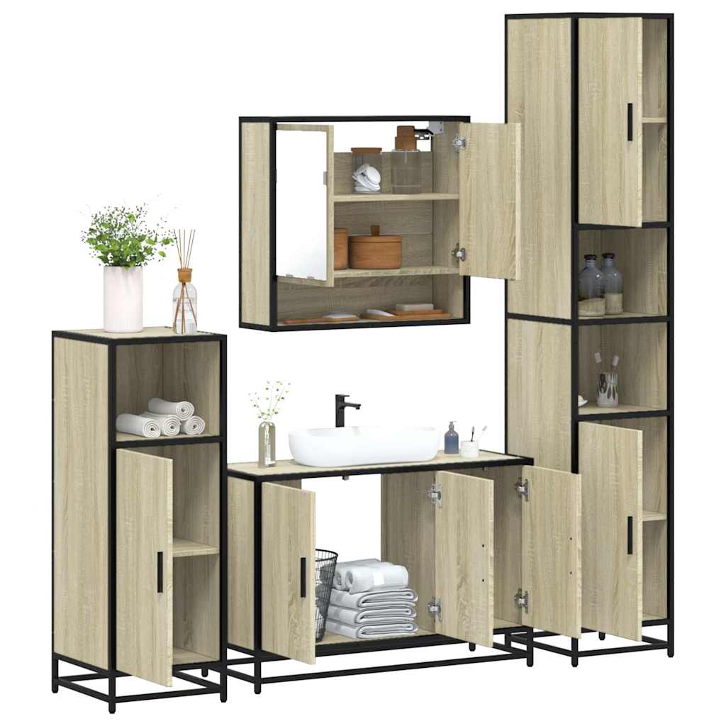 4 Piece Bathroom Furniture Set Engineered Wood