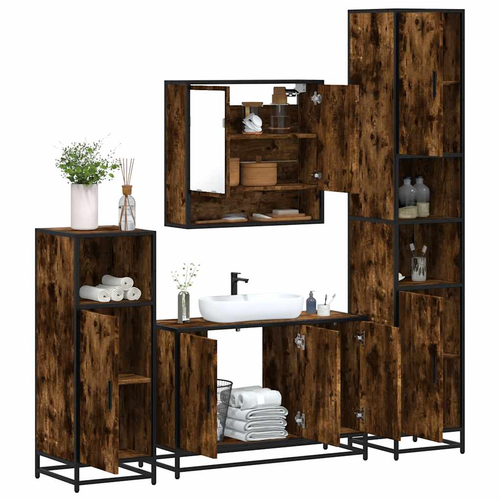 4 Piece Bathroom Furniture Set Engineered Wood