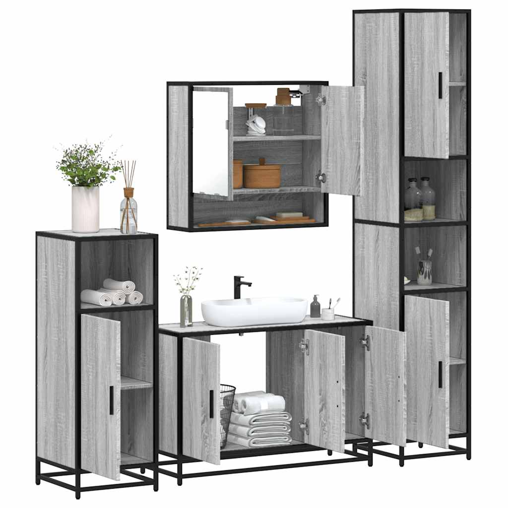 4 Piece Bathroom Furniture Set Engineered Wood