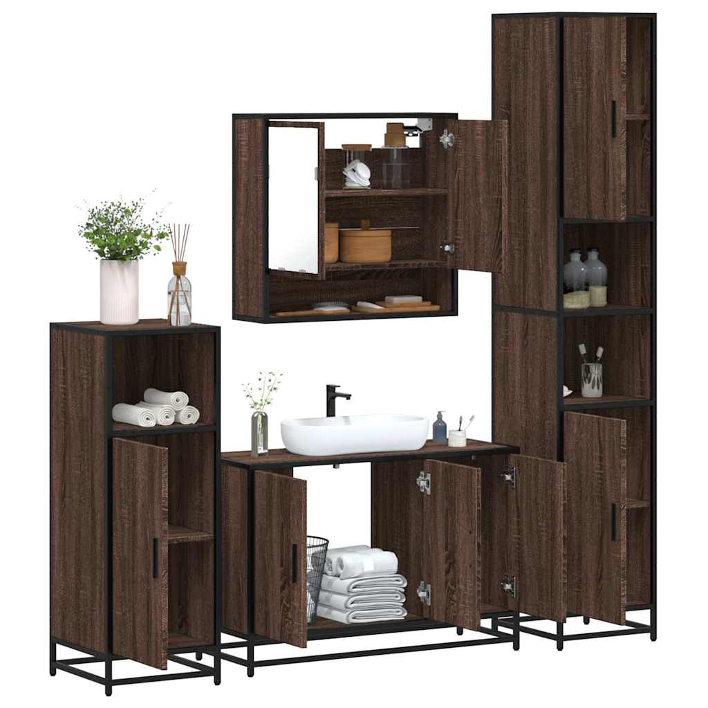 4 Piece Bathroom Furniture Set Engineered Wood