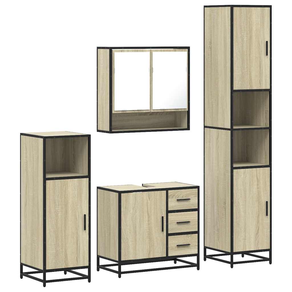 4 Piece Bathroom Furniture Set Engineered Wood
