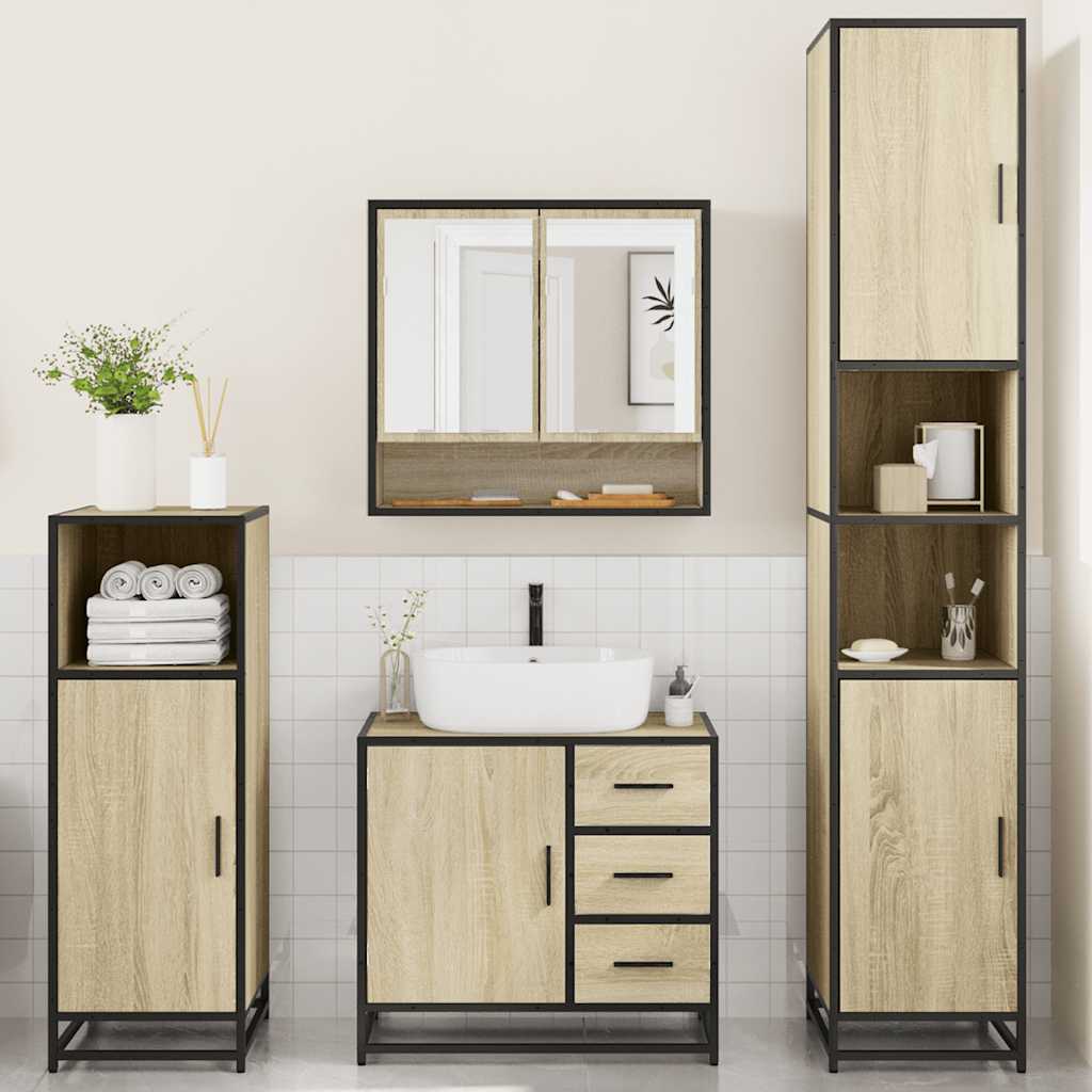 4 Piece Bathroom Furniture Set Engineered Wood