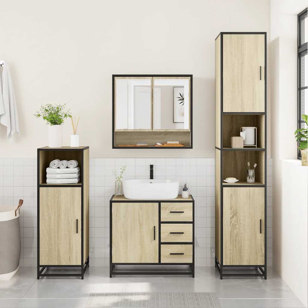 4 Piece Bathroom Furniture Set Engineered Wood