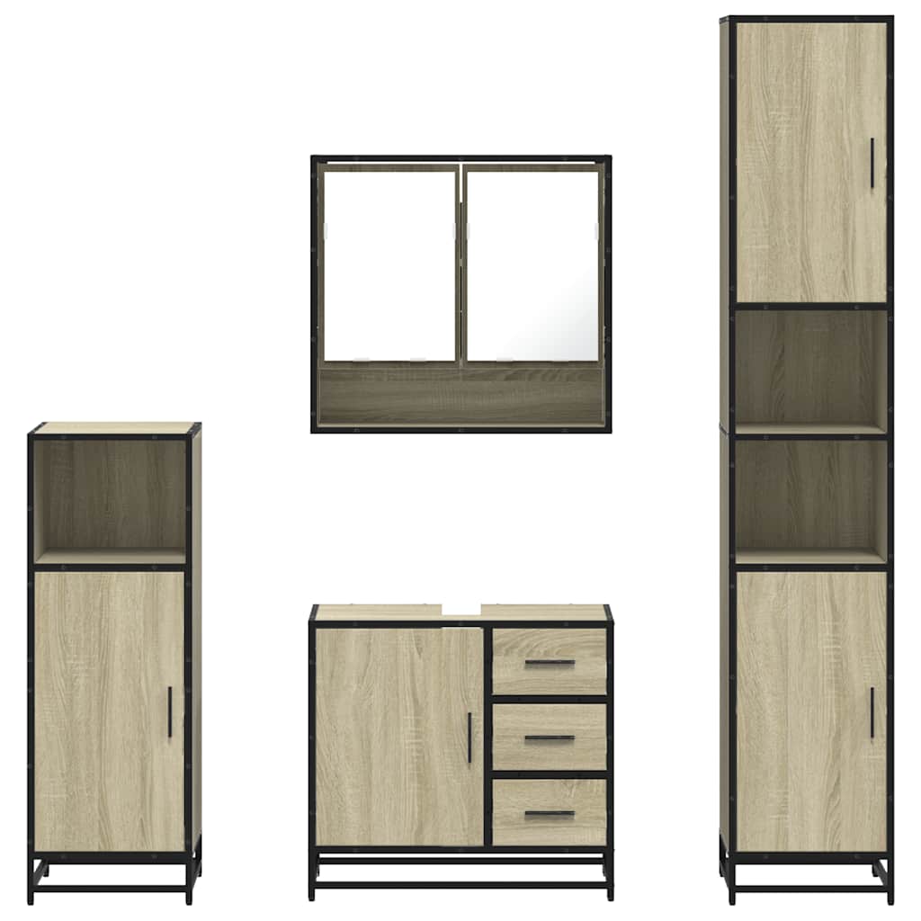 4 Piece Bathroom Furniture Set Engineered Wood