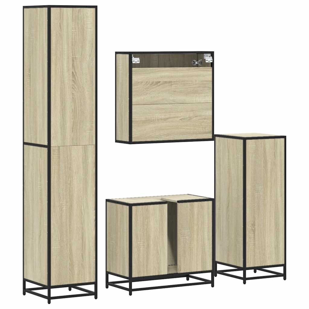 4 Piece Bathroom Furniture Set Engineered Wood