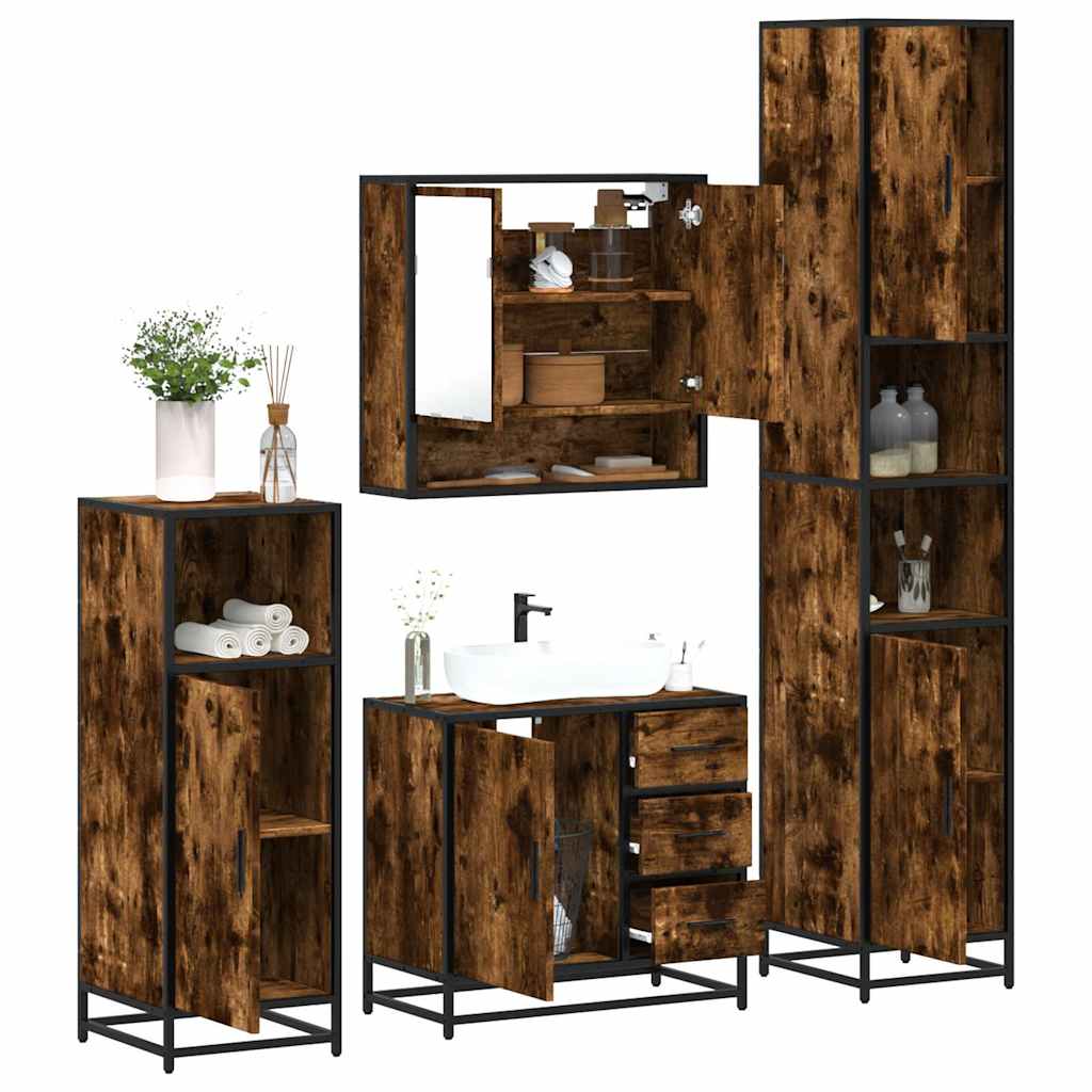 4 Piece Bathroom Furniture Set Engineered Wood