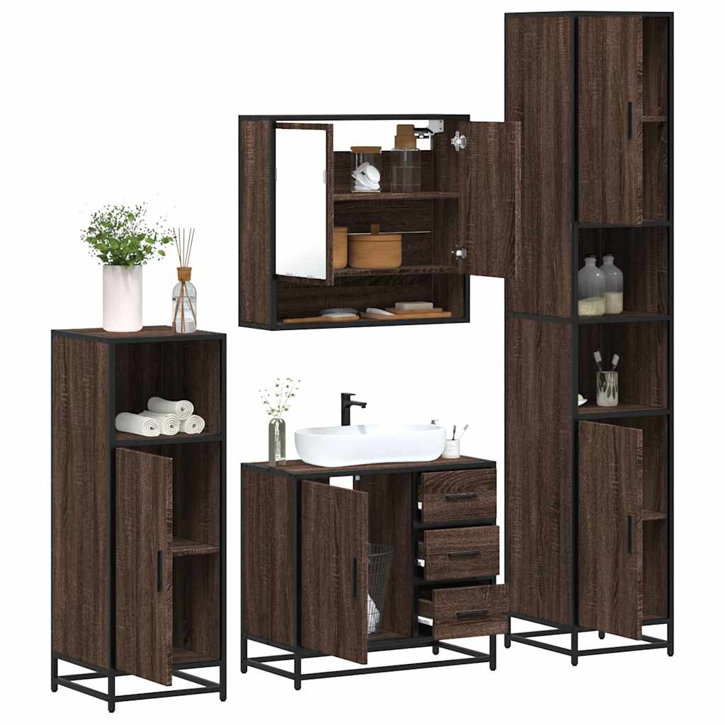 4 Piece Bathroom Furniture Set Engineered Wood