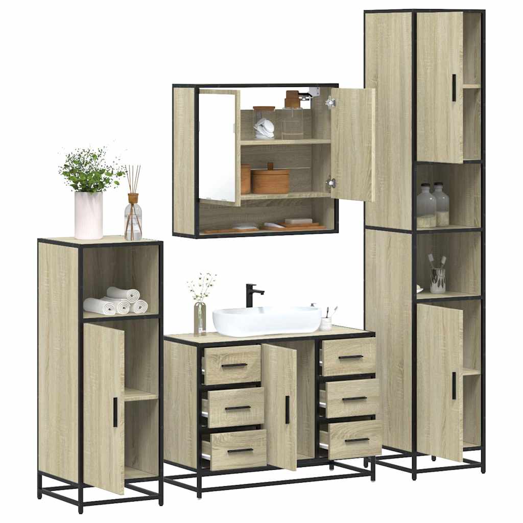 4 Piece Bathroom Furniture Set Engineered Wood