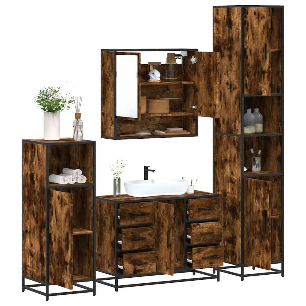 4 Piece Bathroom Furniture Set Engineered Wood
