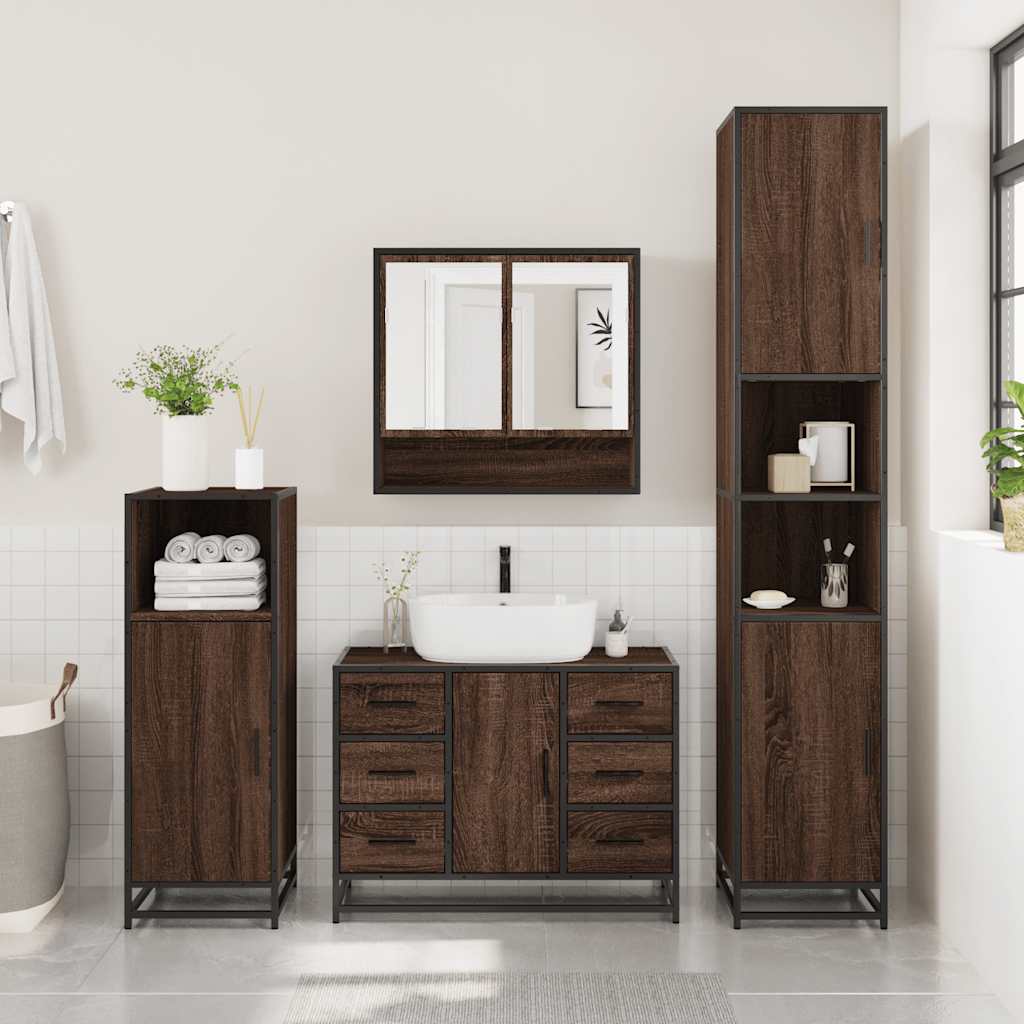 4 Piece Bathroom Furniture Set Engineered Wood