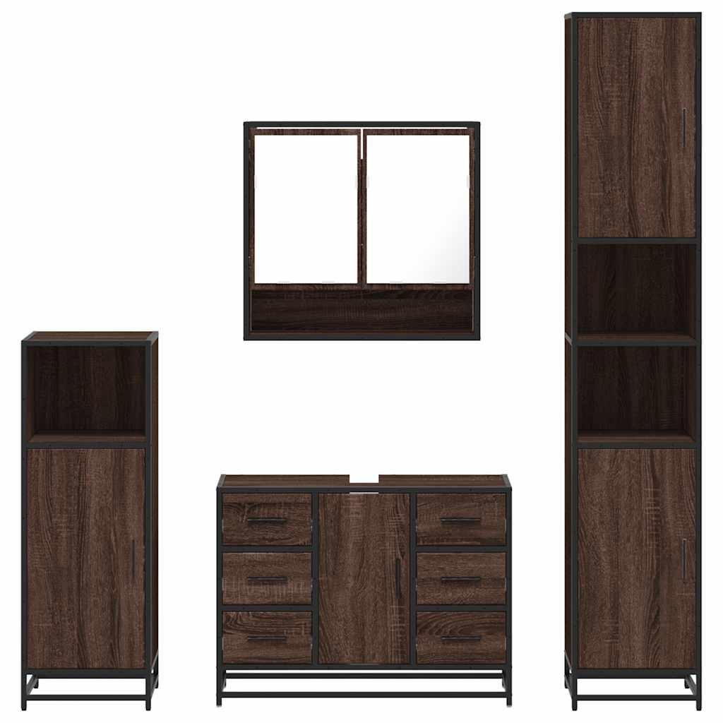 4 Piece Bathroom Furniture Set Engineered Wood