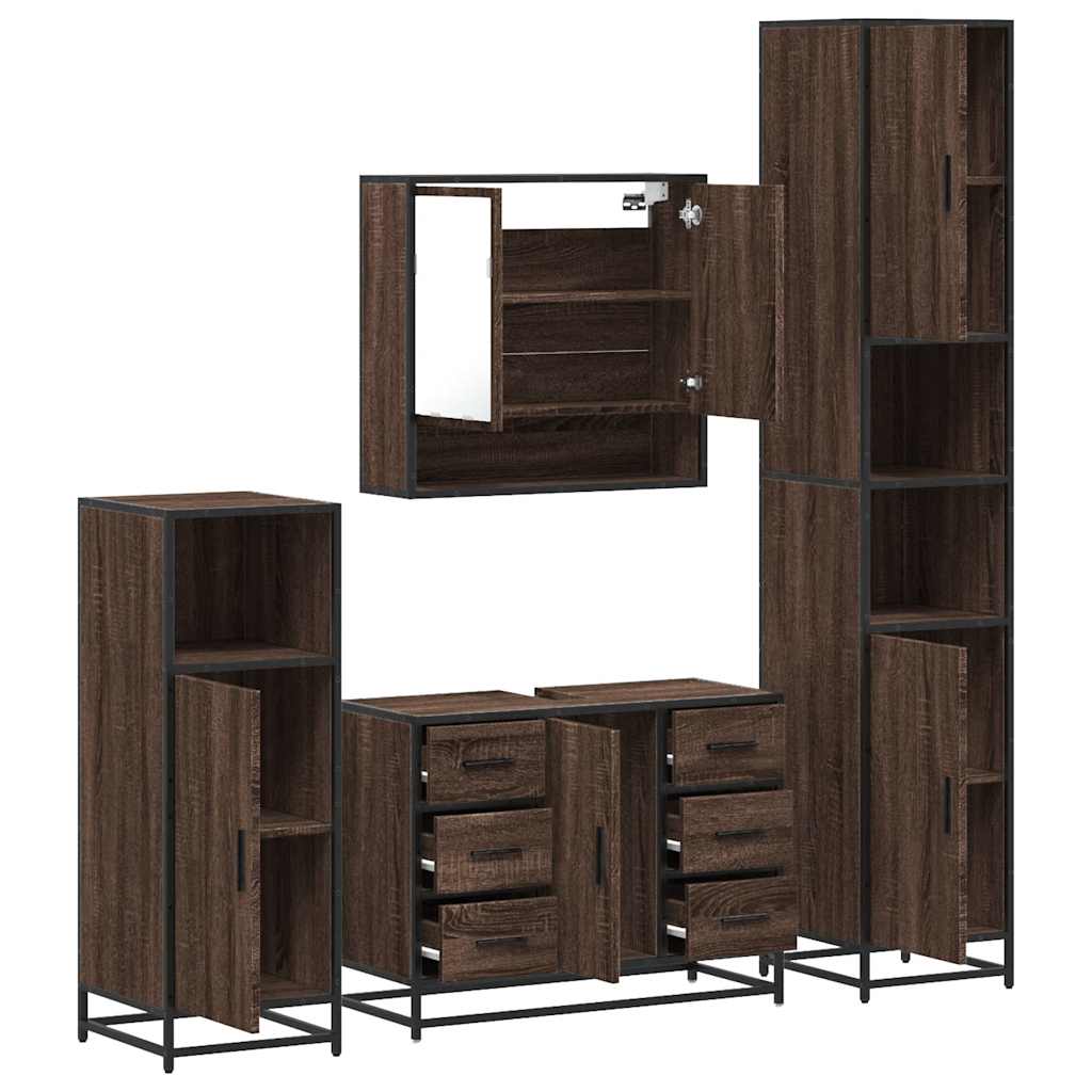 4 Piece Bathroom Furniture Set Engineered Wood