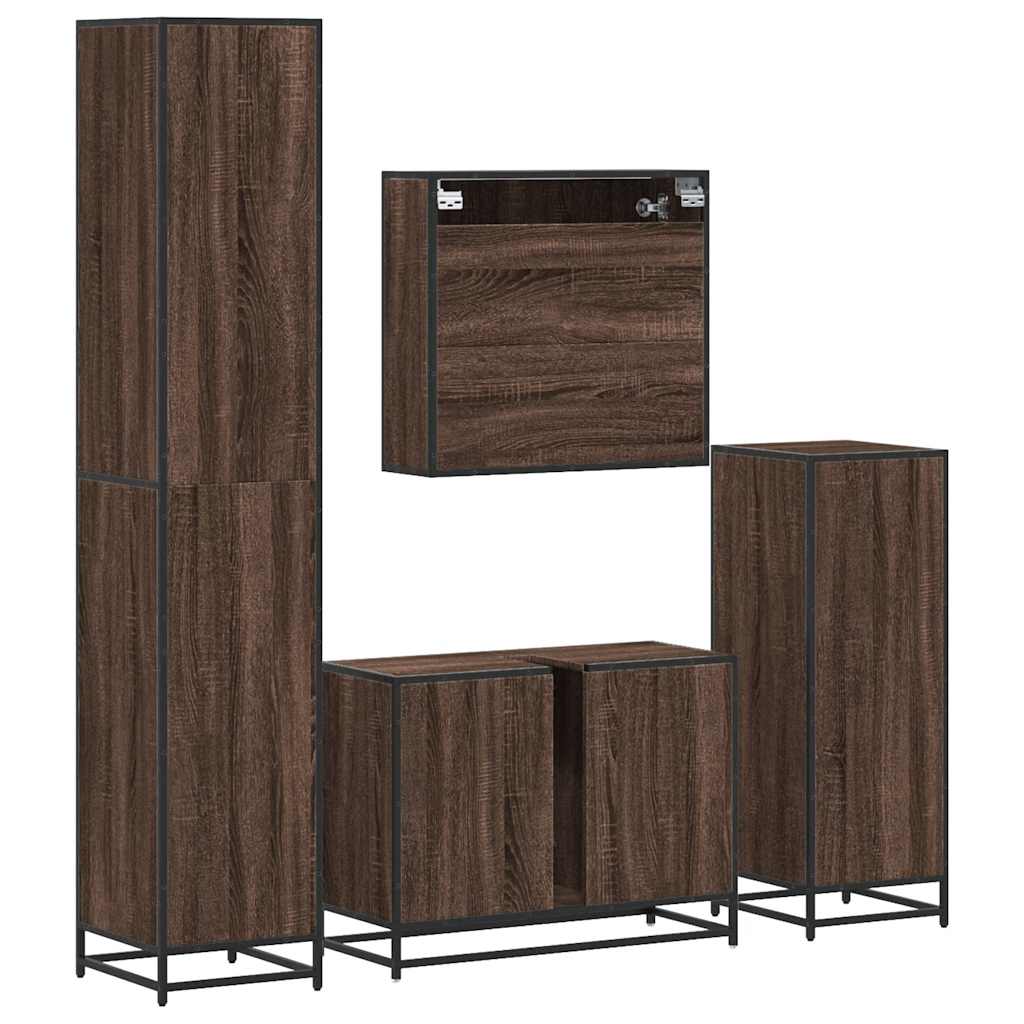 4 Piece Bathroom Furniture Set Engineered Wood