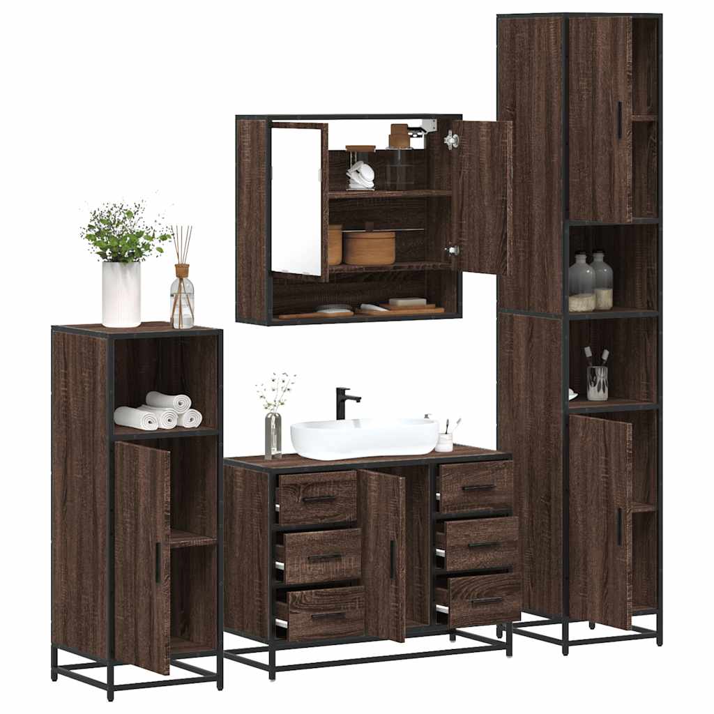 4 Piece Bathroom Furniture Set Engineered Wood