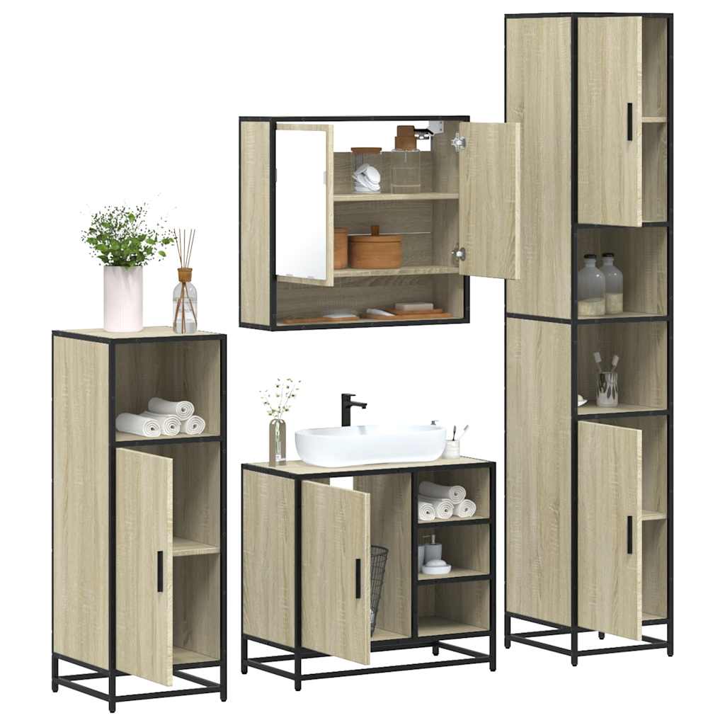 4 Piece Bathroom Furniture Set Engineered Wood