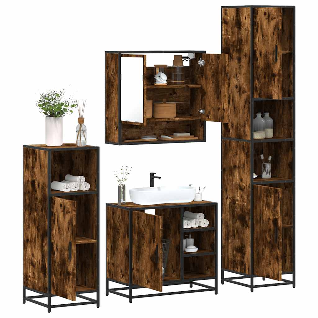 4 Piece Bathroom Furniture Set Engineered Wood