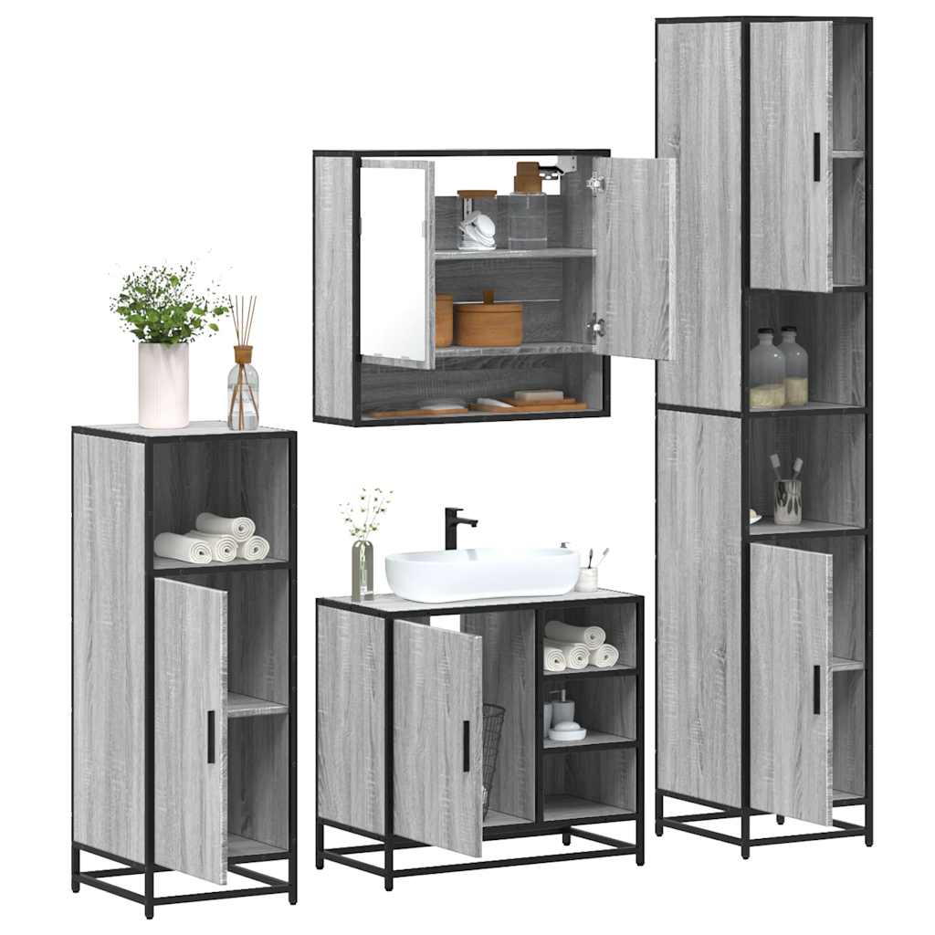 4 Piece Bathroom Furniture Set Engineered Wood