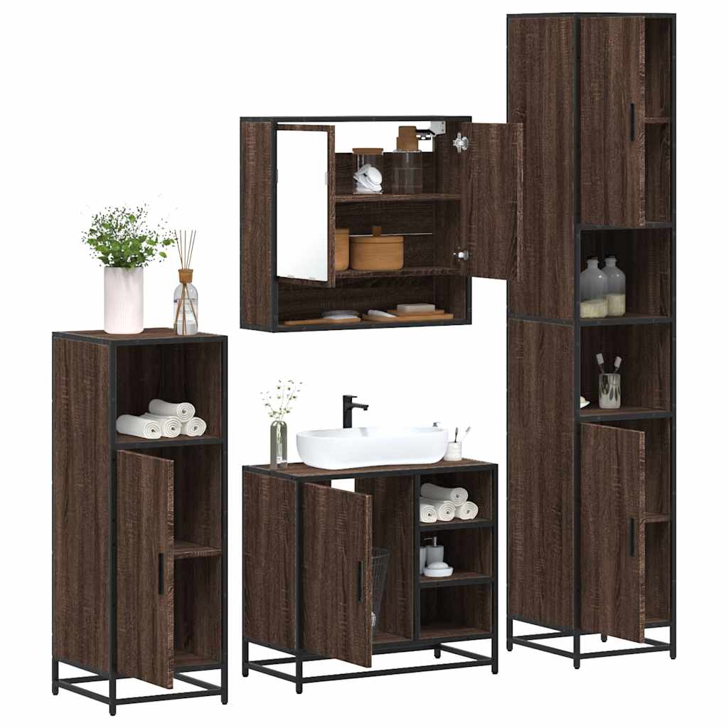 4 Piece Bathroom Furniture Set Engineered Wood