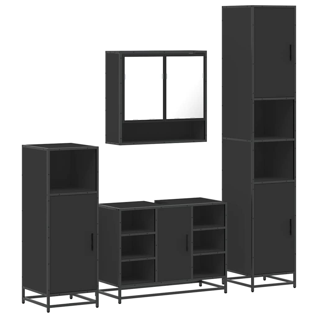 4 Piece Bathroom Furniture Set Engineered Wood