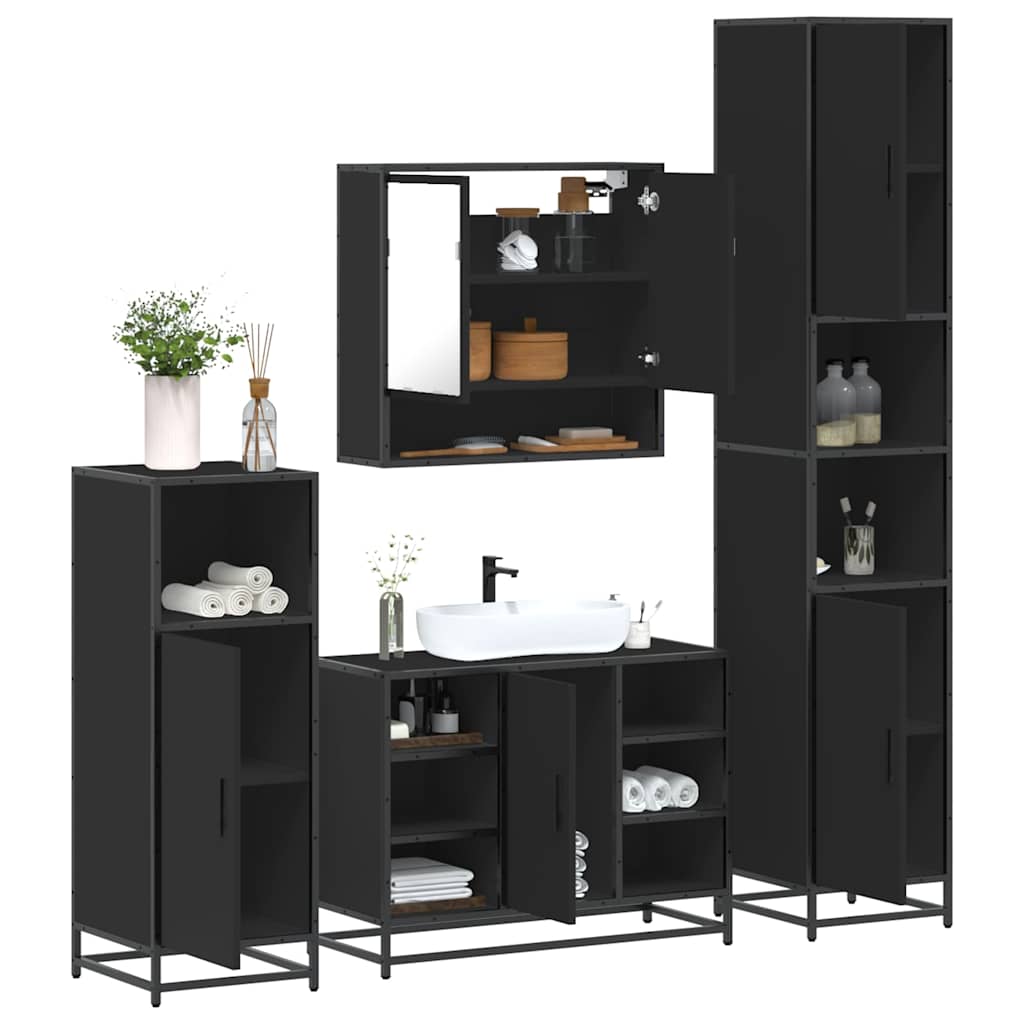 4 Piece Bathroom Furniture Set Engineered Wood