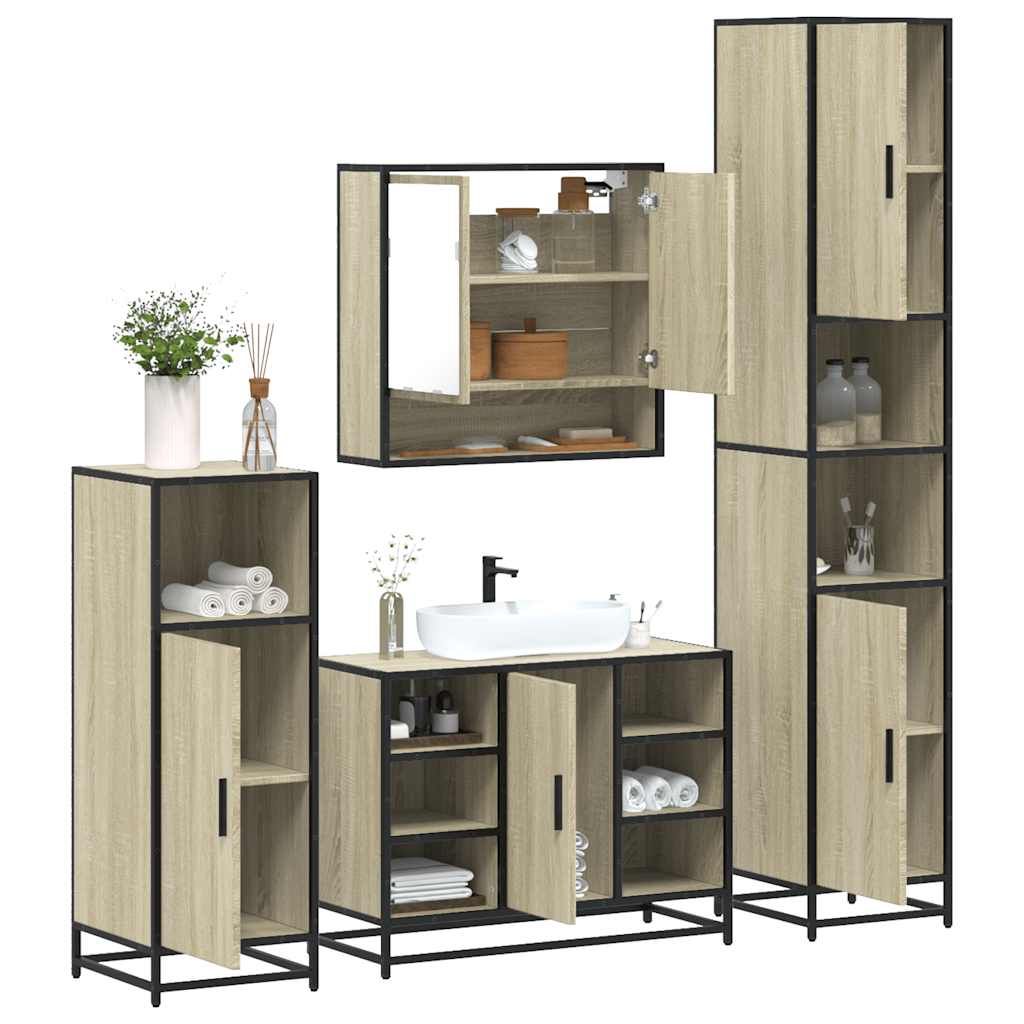 4 Piece Bathroom Furniture Set Engineered Wood
