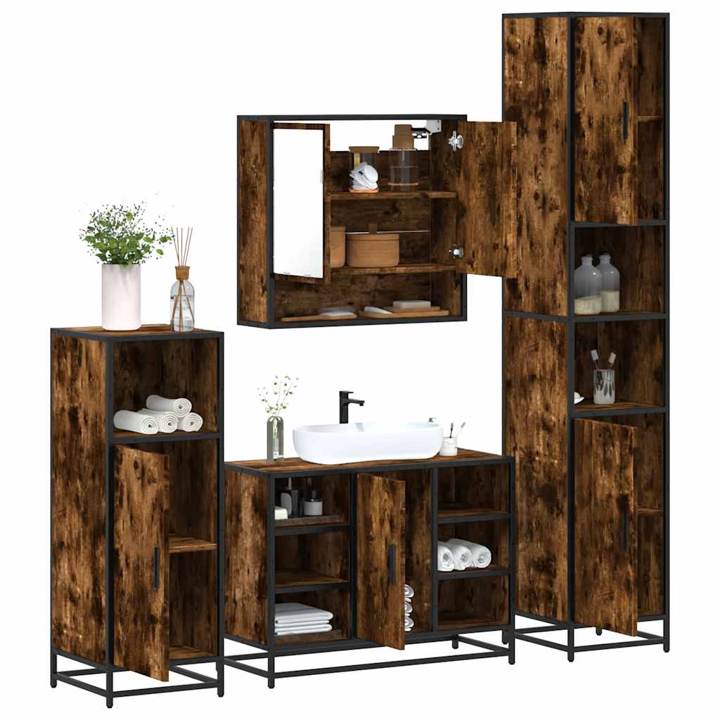 4 Piece Bathroom Furniture Set Engineered Wood