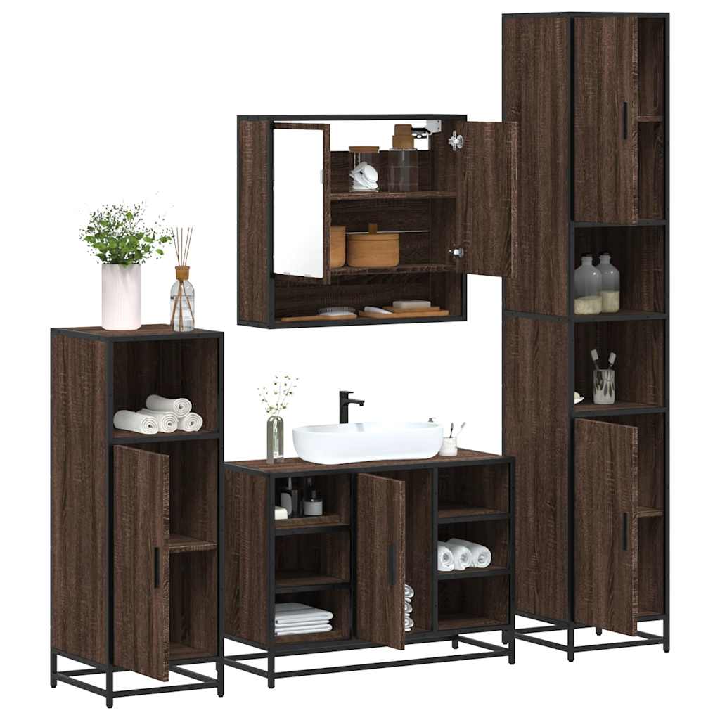 4 Piece Bathroom Furniture Set Engineered Wood