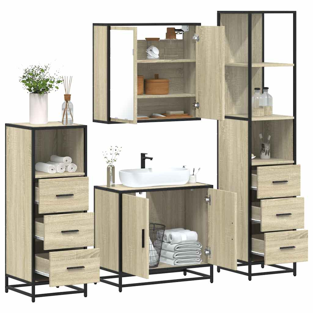 4 Piece Bathroom Furniture Set  Engineered Wood