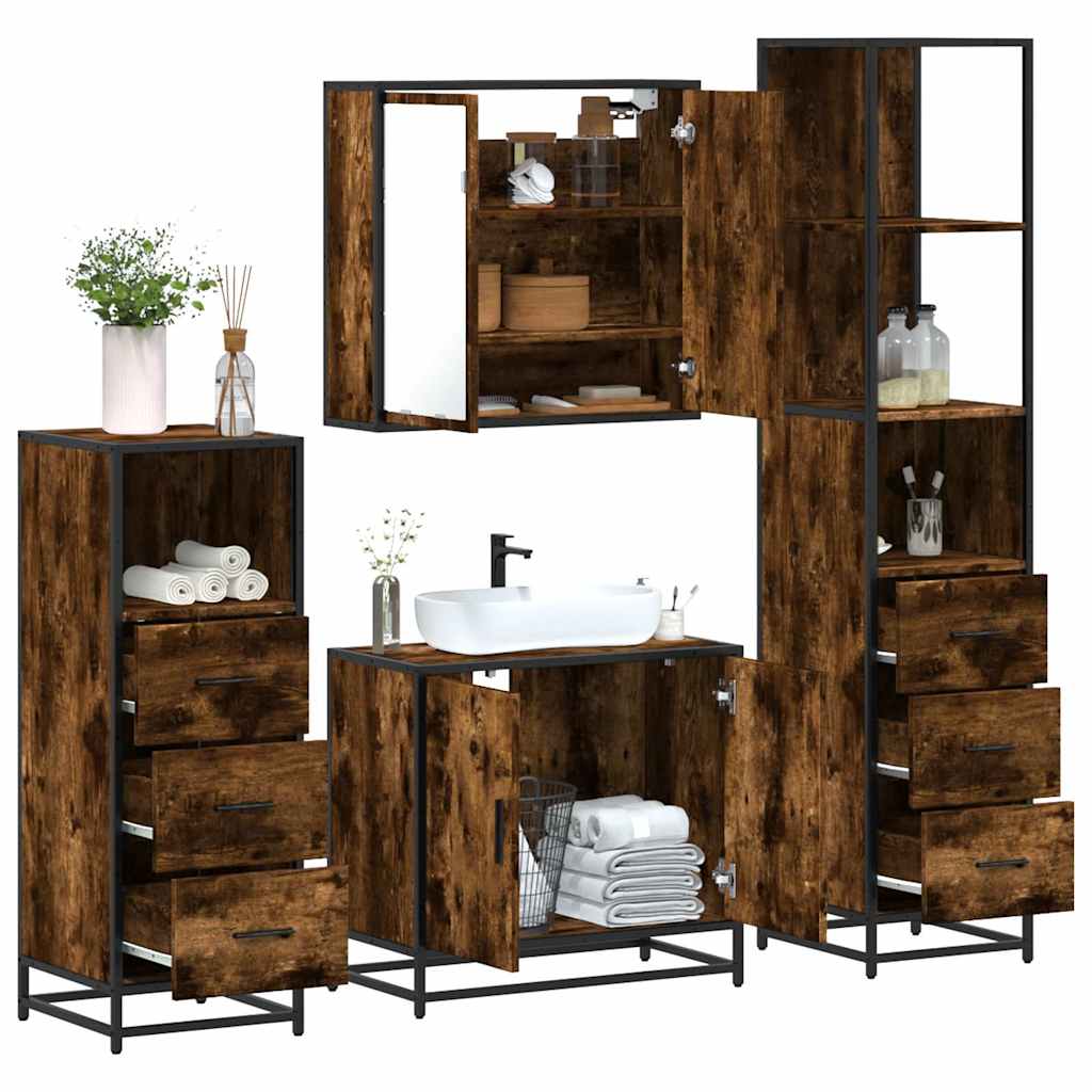 4 Piece Bathroom Furniture Set  Engineered Wood