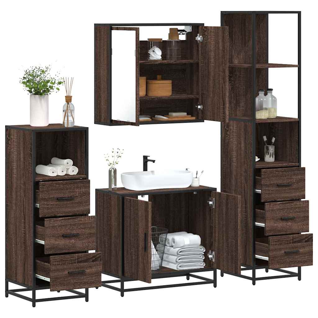4 Piece Bathroom Furniture Set  Engineered Wood