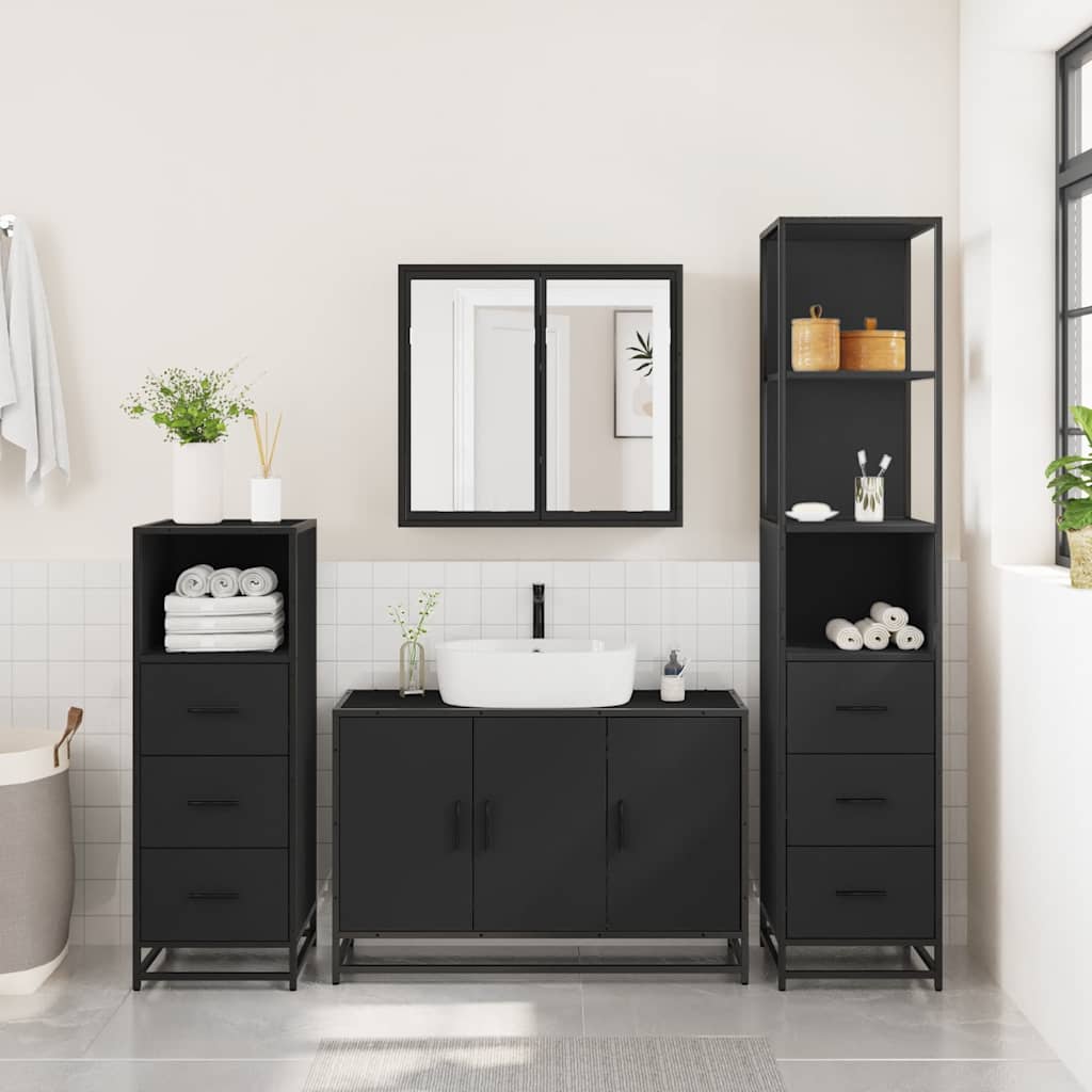 4 Piece Bathroom Furniture Set Engineered Wood