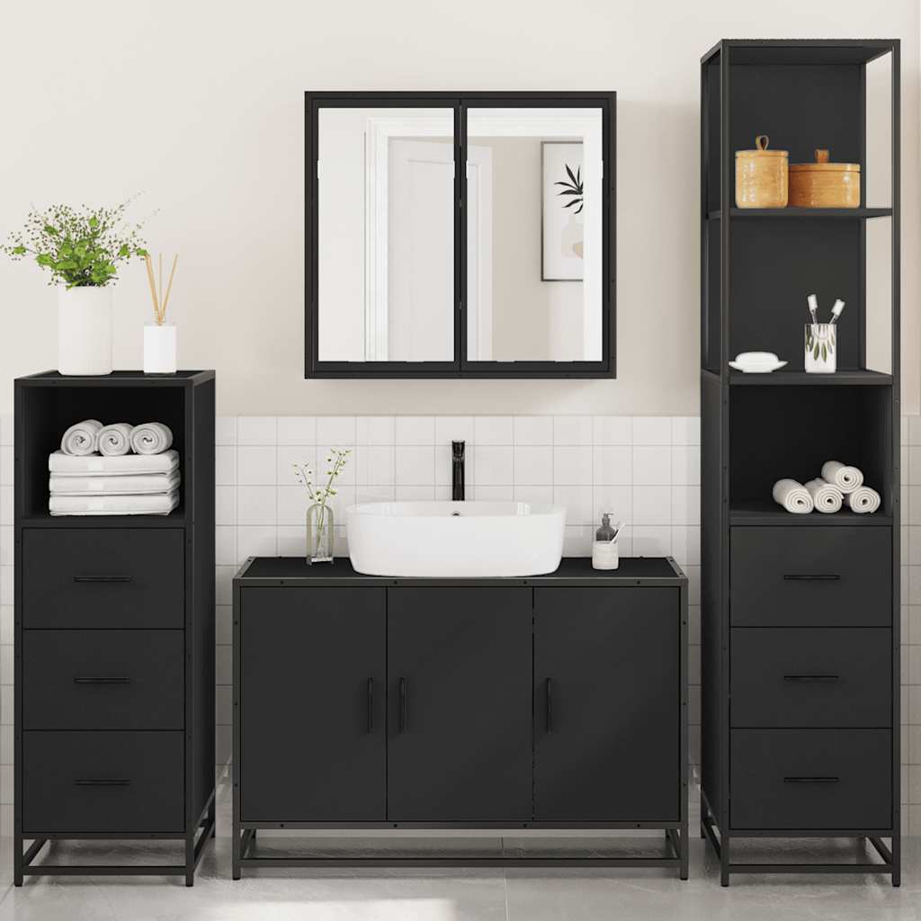 4 Piece Bathroom Furniture Set Engineered Wood