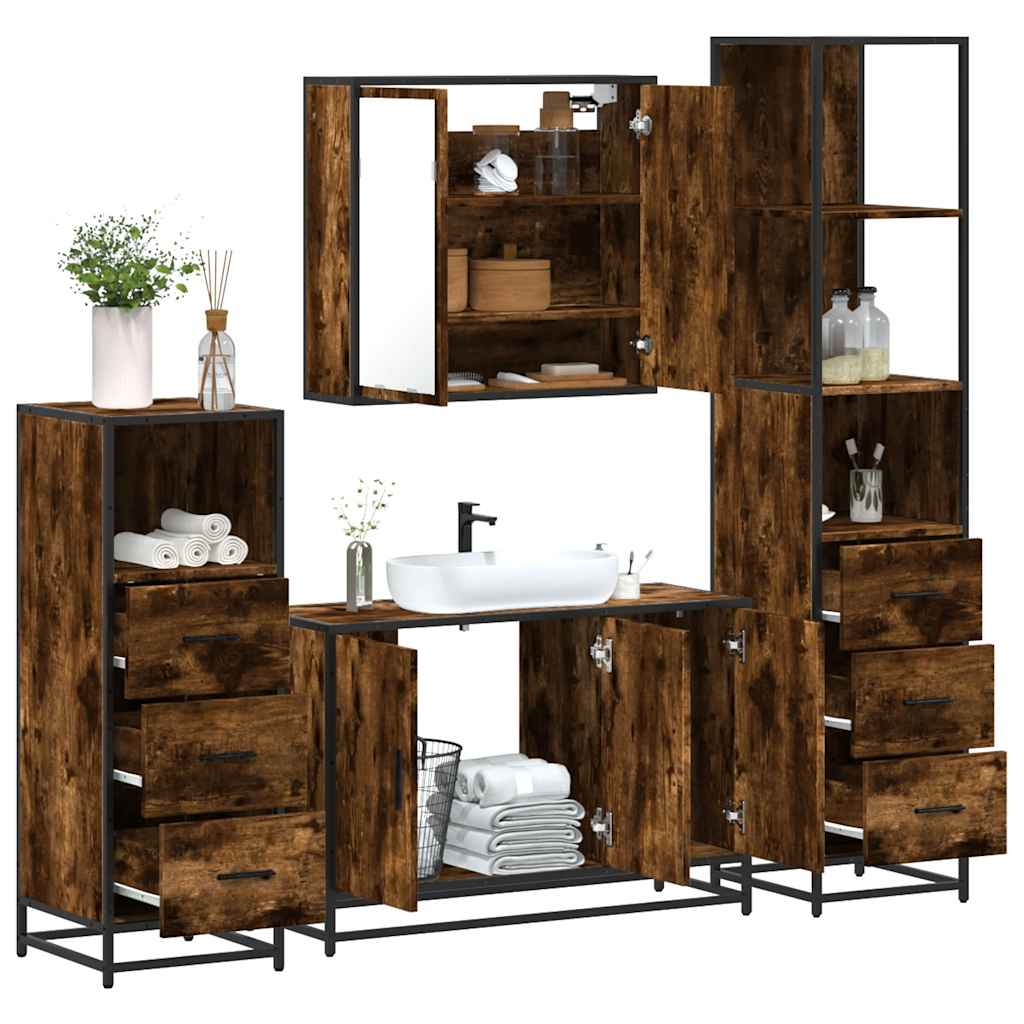 4 Piece Bathroom Furniture Set Engineered Wood