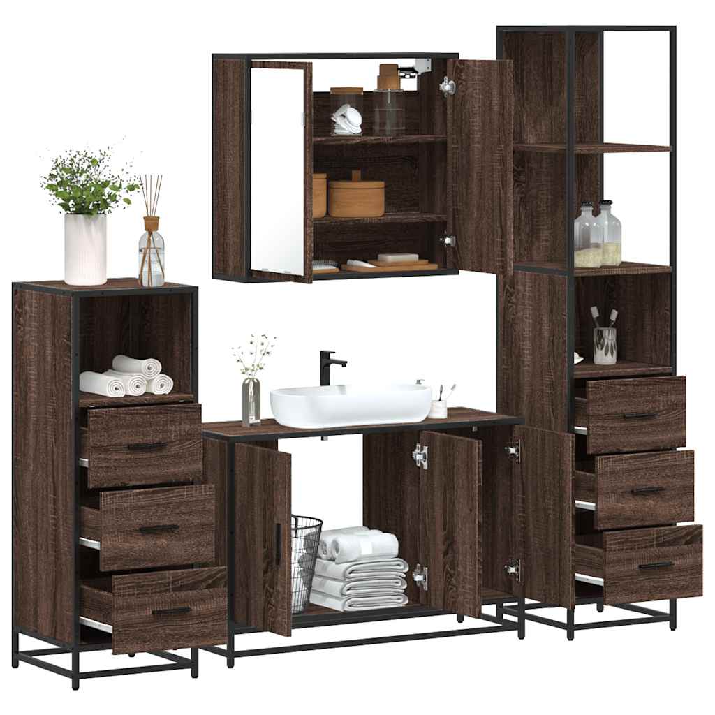 4 Piece Bathroom Furniture Set Engineered Wood