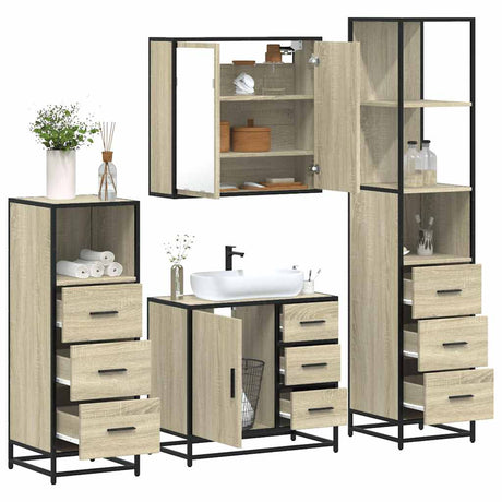 4 Piece Bathroom Furniture Set  Engineered Wood